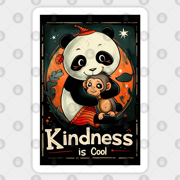 Kindness is Cool-Panda and Monkey 1 Magnet by Peter Awax